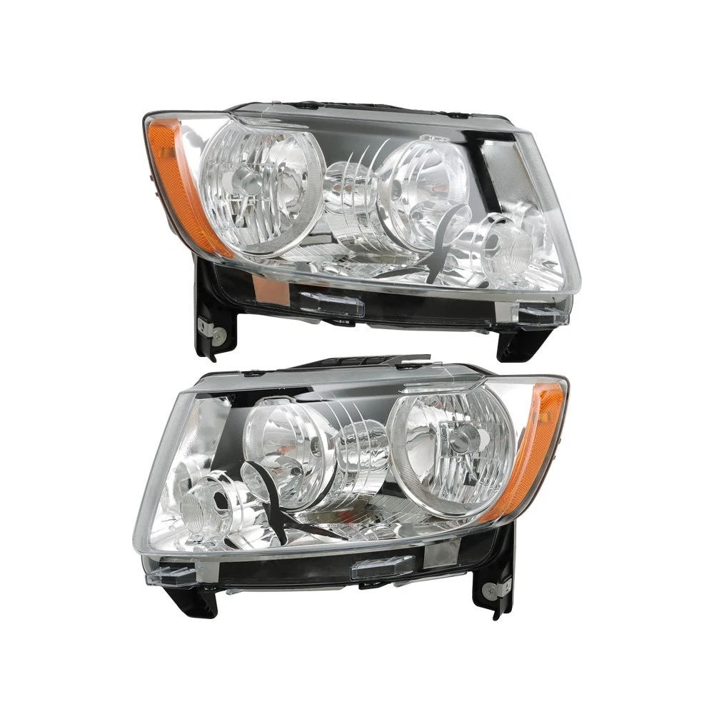 Set of 2 Halogen Headlights for Jeep Grand Cherokee, Compass (2011–2017)