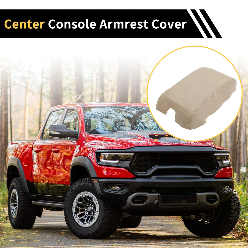 Center Console Armrest Cover for Ford F-150 (2015–2023) Microfiber Leather Beige