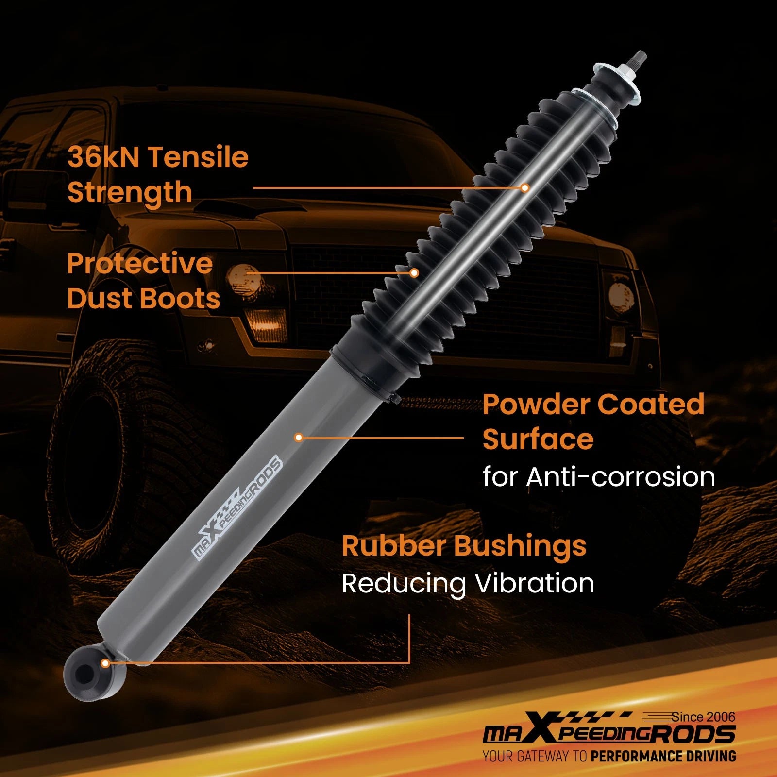 0-2" Lift G1 Rear Shock Absorbers for Toyota Tacoma (2005–2023)