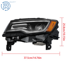 Left Side Headlight Assembly for Jeep Grand Cherokee (2016) Black Housing