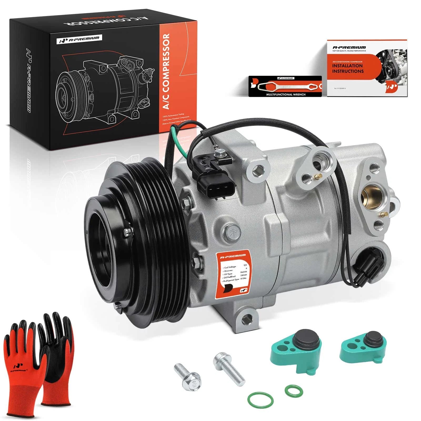 A/C Compressor with 6-Groove Pulley for Hyundai Sonata (2024–2025) Kia K5 (2021–2025)