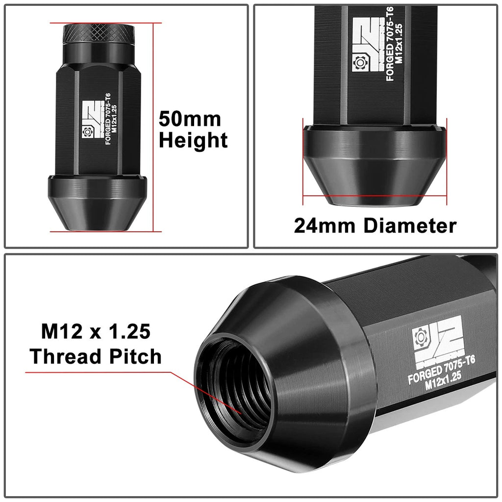 Set of 20 Closed End Lug Nuts M12 X1.25 24mm OD for