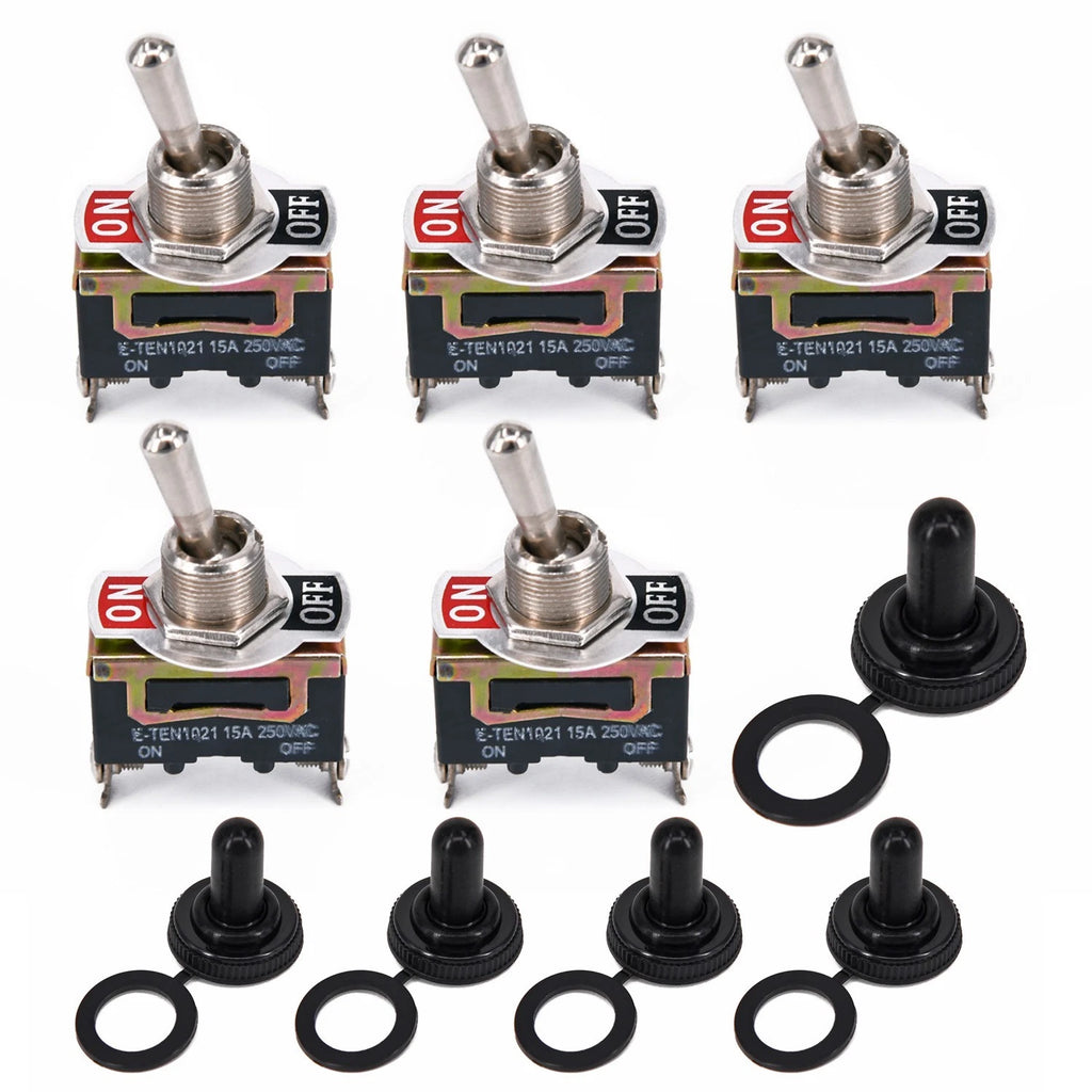 5pcs SPST 2Pin Rocker Toggle Switch for Boat (15A 250V) Waterproof