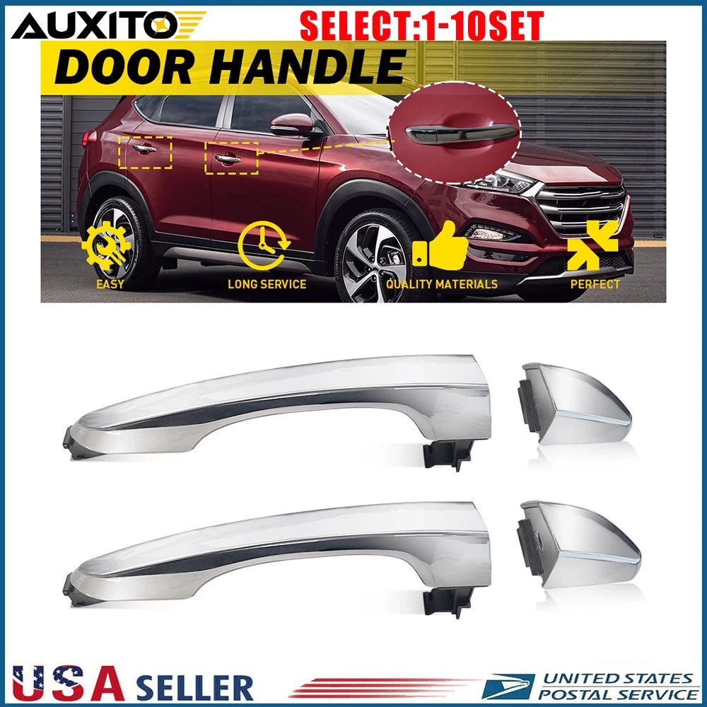 Set of 2 Outer Front Rear RH Chrome Exterior Door Handles for Hyundai Tucson (2016–2021)