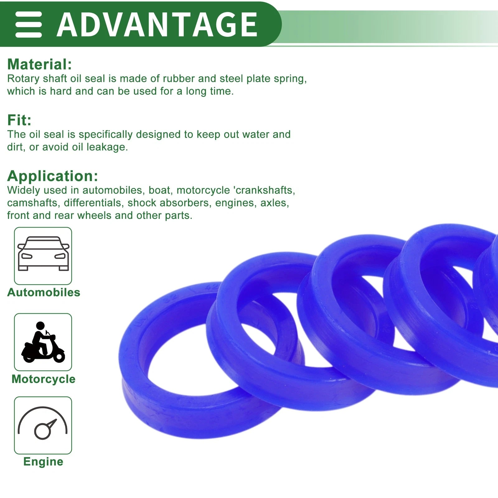 Set of 5 Oil Seal Rotary Shaft Seal 32x42x10mm High Pressure Blue
