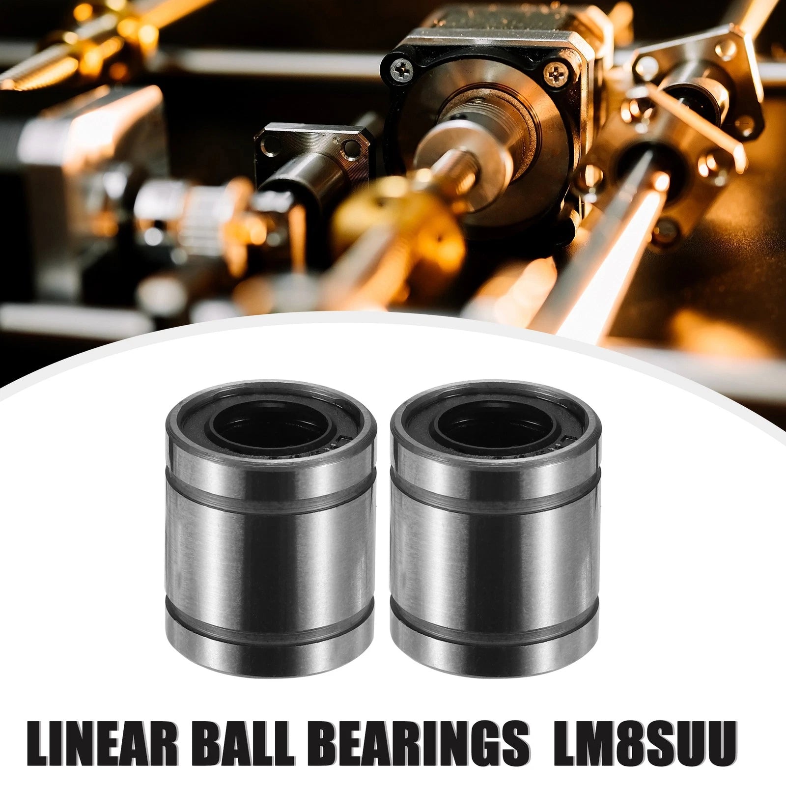 10 Pcs LM8SUU Linear Ball Bearings for Cars (8mm ID, 15mm OD, 17mm Length)