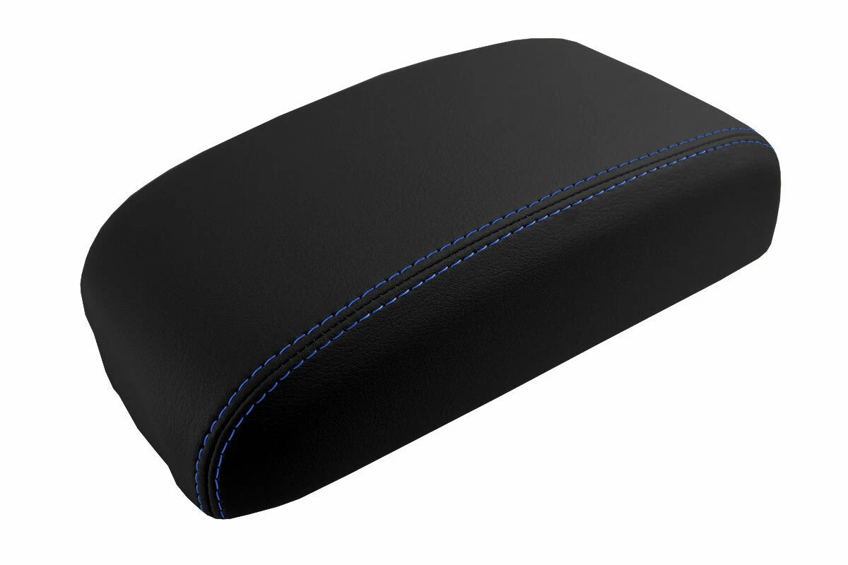 Leather Console Lid Armrest Cover for Mitsubishi Outlander (2007–2013) Blue Stitch