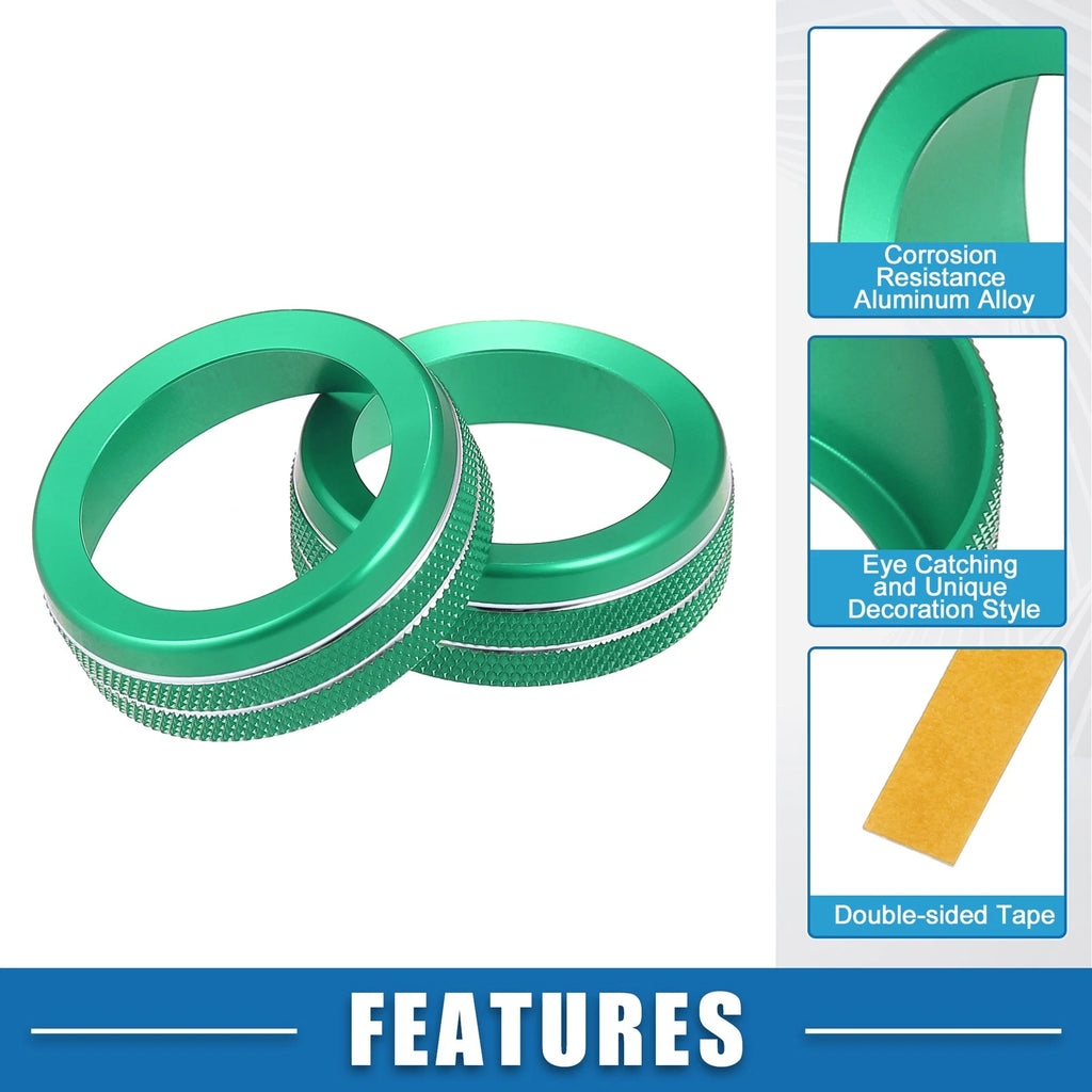 Set of 3 AC Radio Switch Knob Cover Decals for Dodge Durango (2014–2020) Green