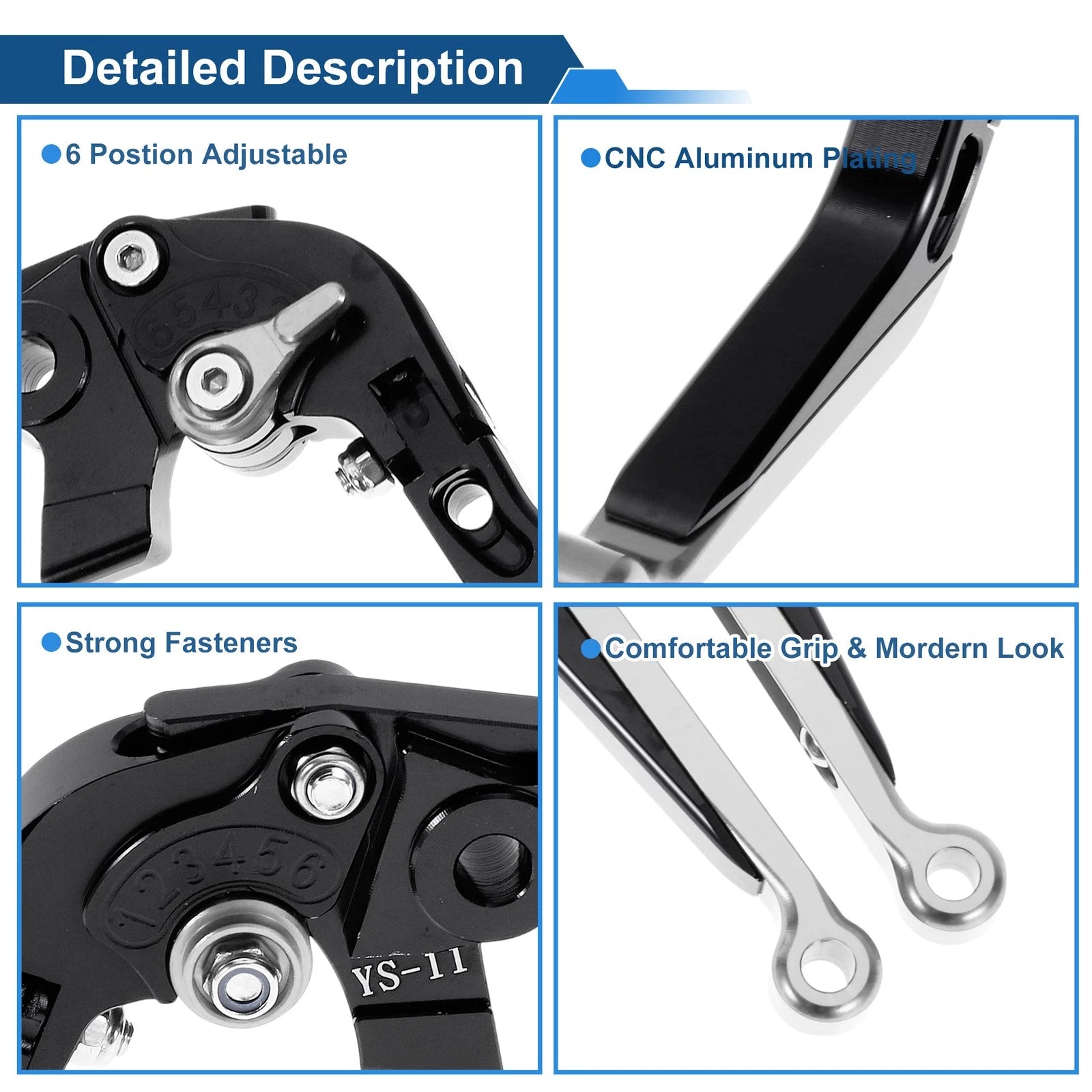 Adjustable Brake Clutch Levers for Honda X11 (2000–2001) Black Silver Tone
