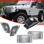 Set of 4 Clear Side Marker and Turn Signal Lights for Jeep Wrangler TJ
