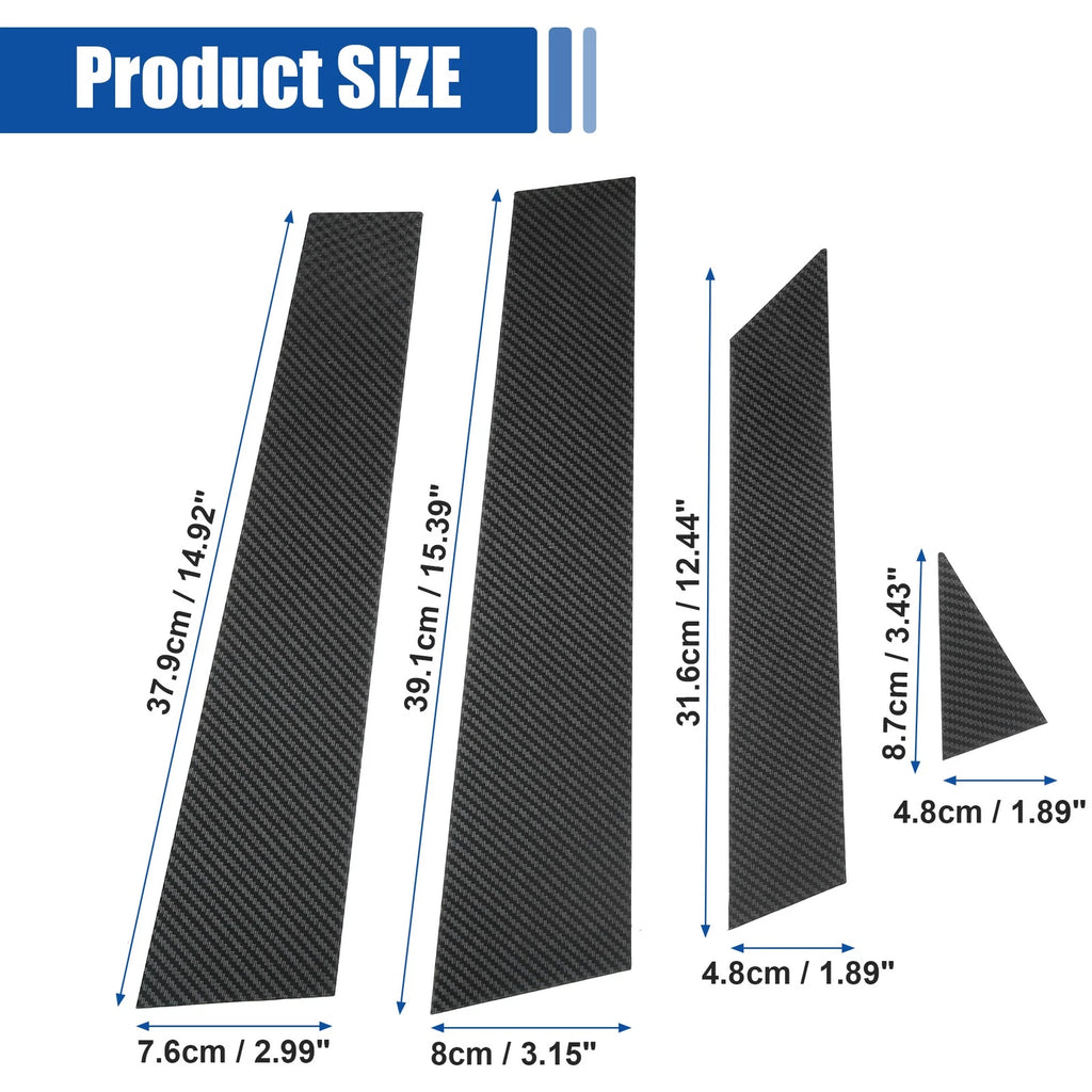 Gloss Carbon Pattern Door Window Pillar Post Cover Trim for Audi A3 S3 (2012–2020)
