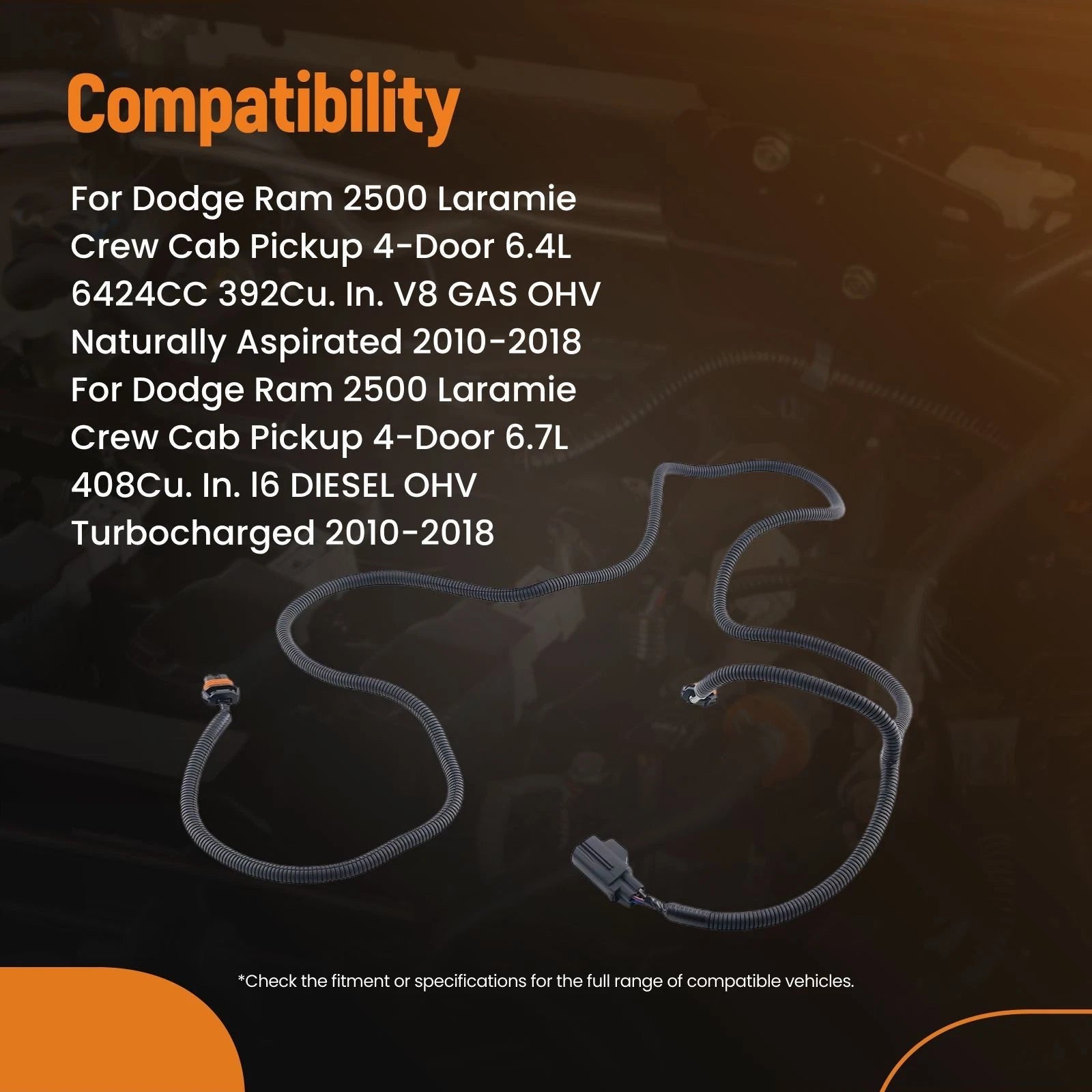 Fog Light Jumper Wiring Harness for Dodge Ram 2500 3500 4500 5500 (2003–2018) FI114992