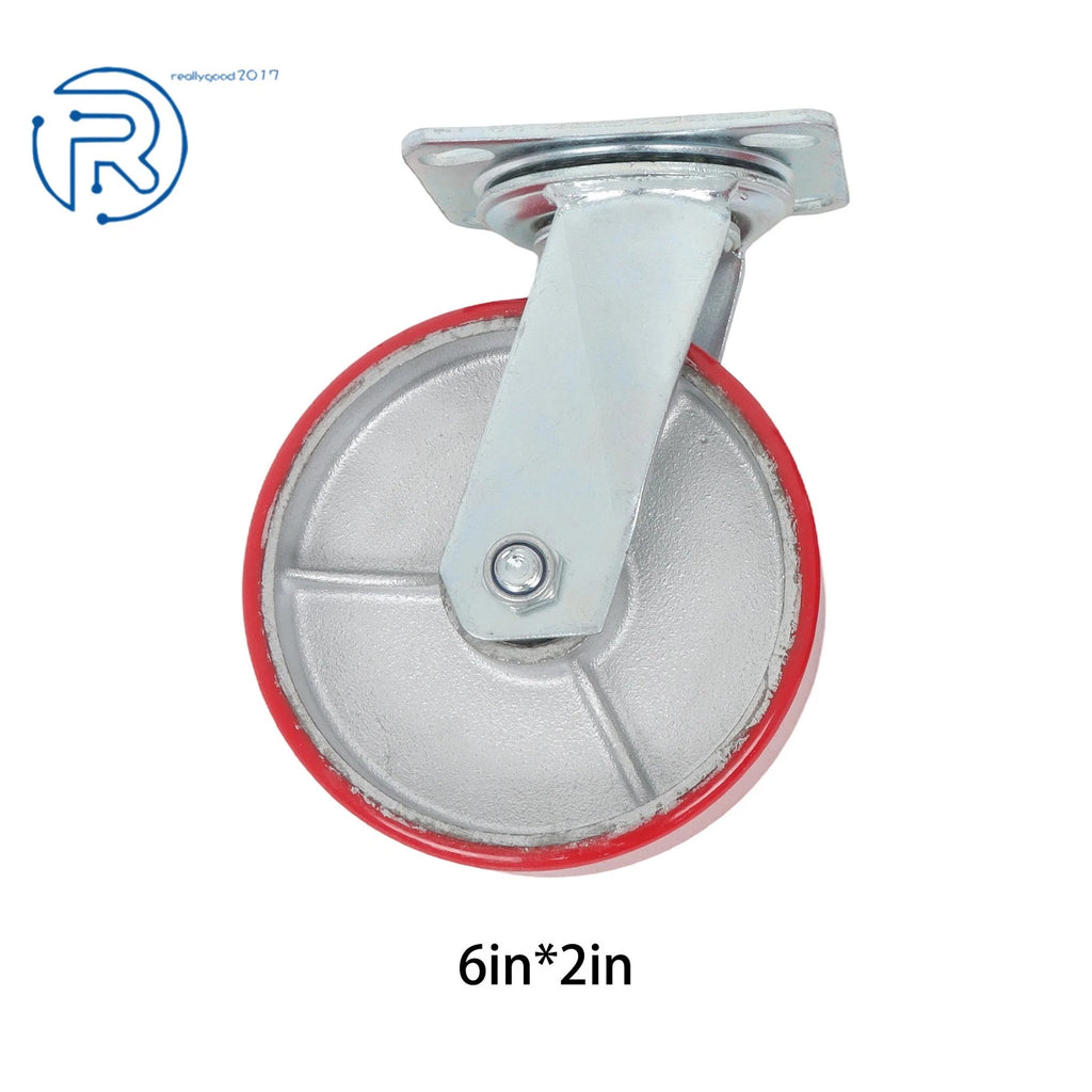 Set of 4 Heavy Duty Red Tilt Casters Wheels 6" for Various Applications