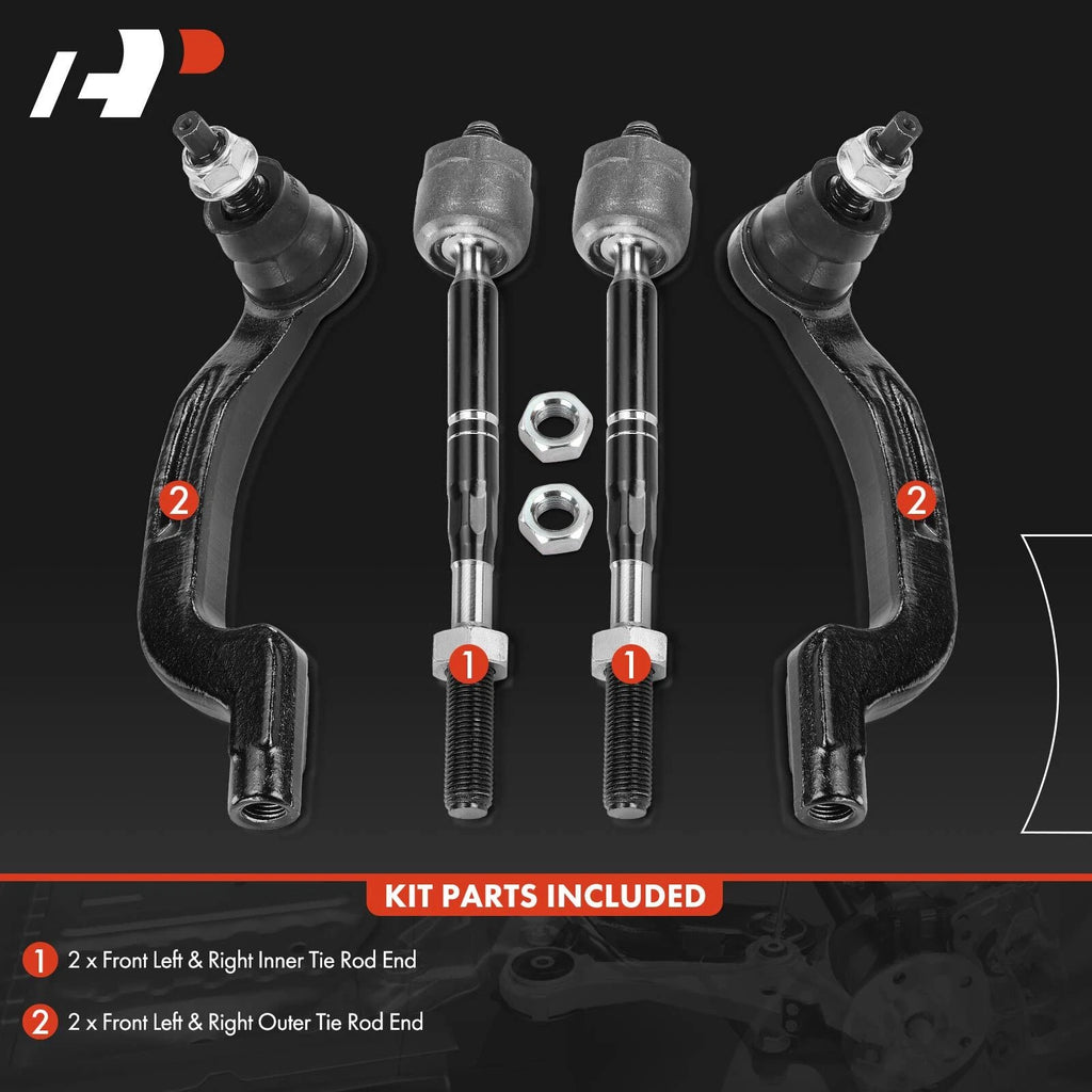 Set of 4 Front Inner Outer Tie Rod Ends for Infiniti QX30 (2016–2020)