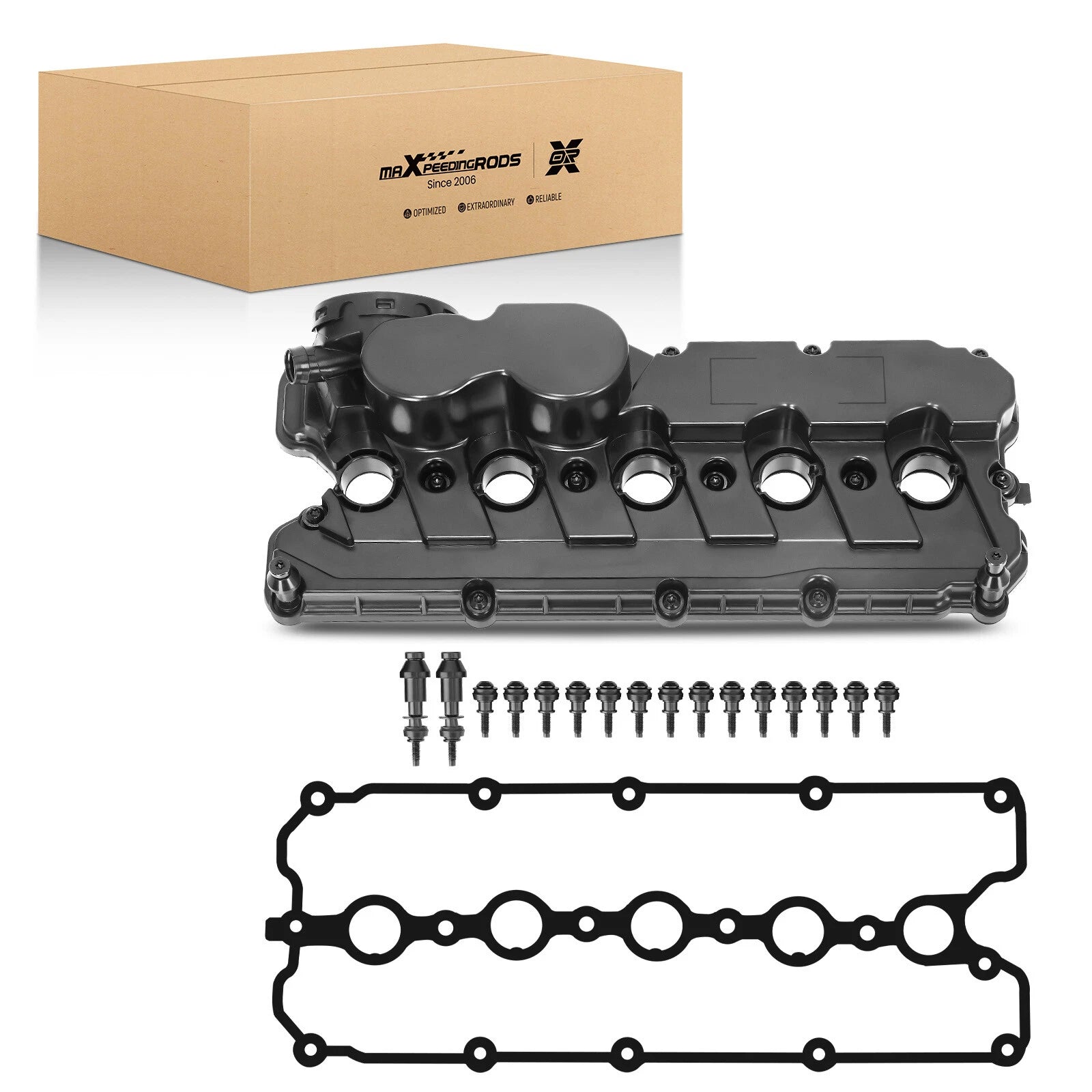 2X Engine Valve Covers for VW Beetle Golf Jetta Passat 2.5L (2006–2014) Black