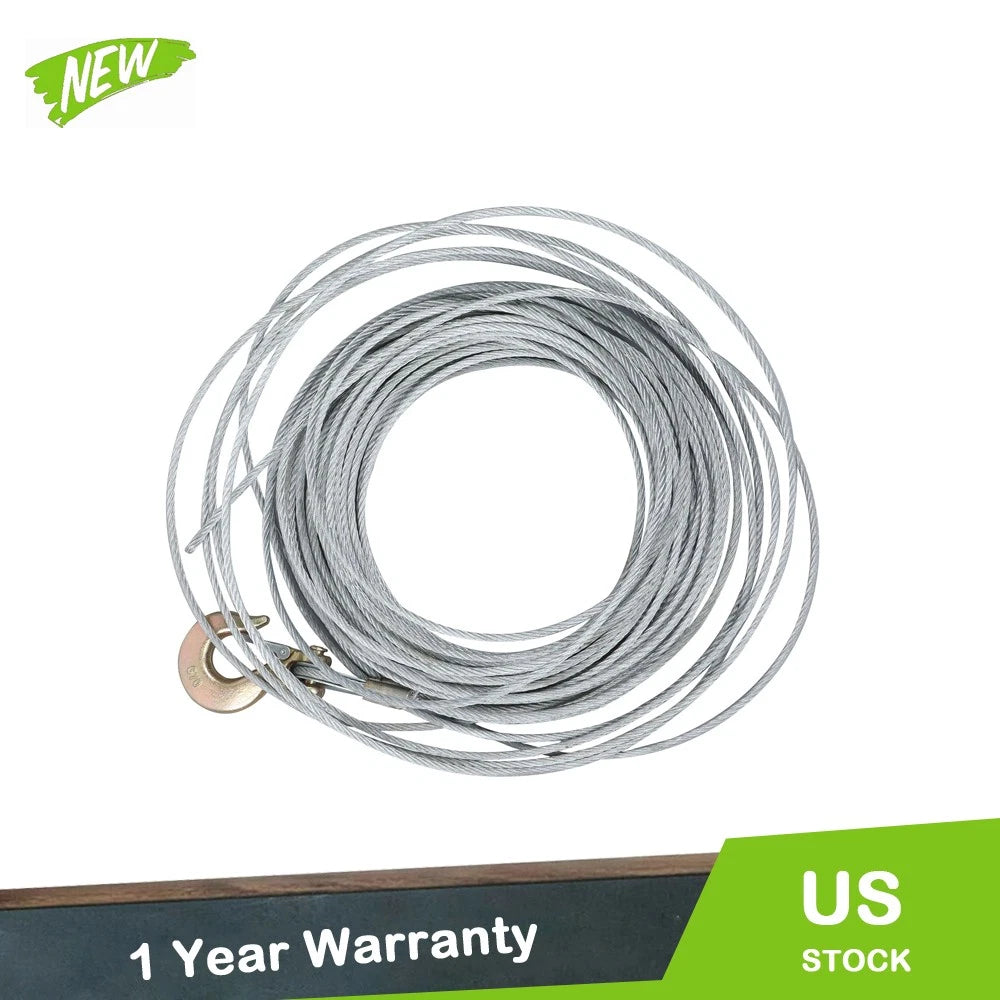 Galvanized Wire Rope Winch Cable 3/16" (100 ft) 7×19 Strands with G70 Hook