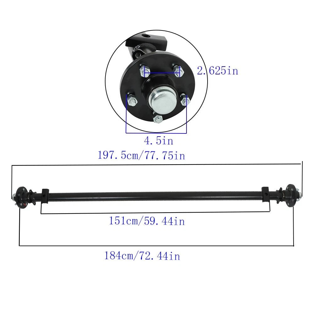 3.5k TK 3500lb 5 Lug 4.5" Hub Face 58" Spring Center 60" Wide Frame