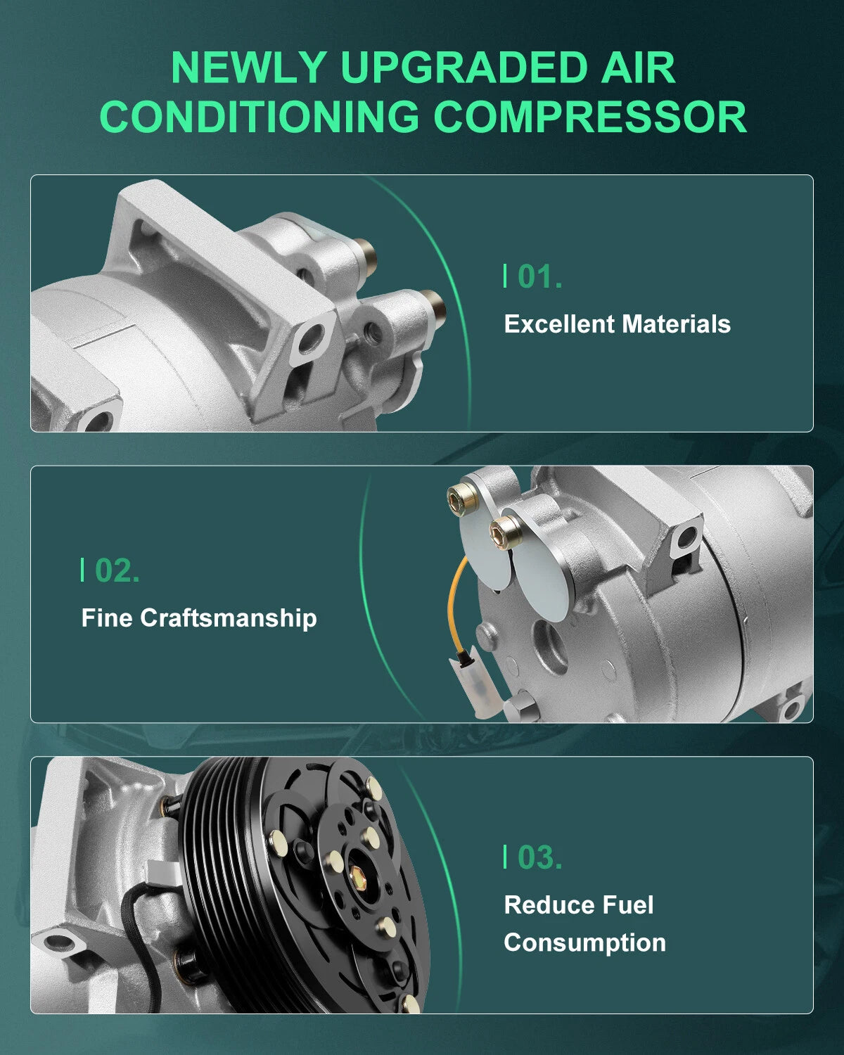 A/C Compressor for Volvo S60 S80 V70 XC70 (2001–2009) 2.3L 2.4L 2.5L 2.9L