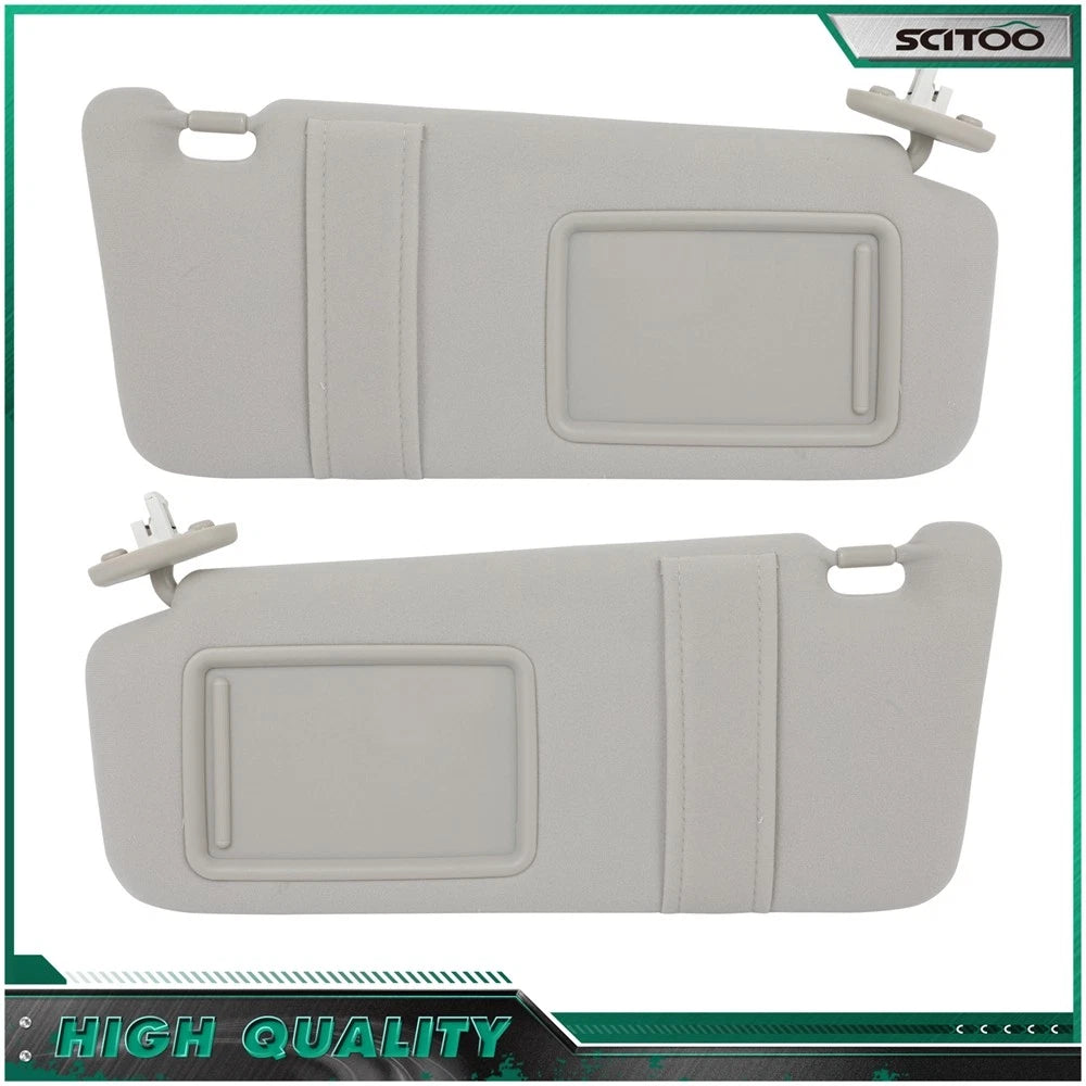 Set of 2 Gray Sun Visors with Cover Trims for Toyota Venza (2009–2016)