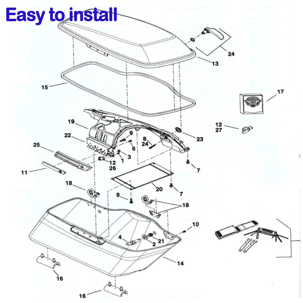 Saddlebag Hardware Latch Hinge Lock Kit for Harley Road King (2014–2023)