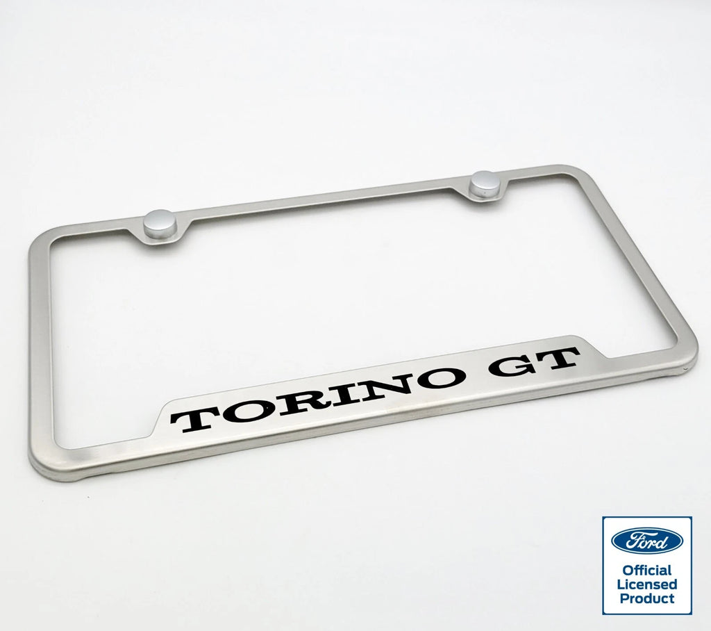 License Plate Frame Brushed Stainless Replacement for Ford Torino GT (1968–1972)