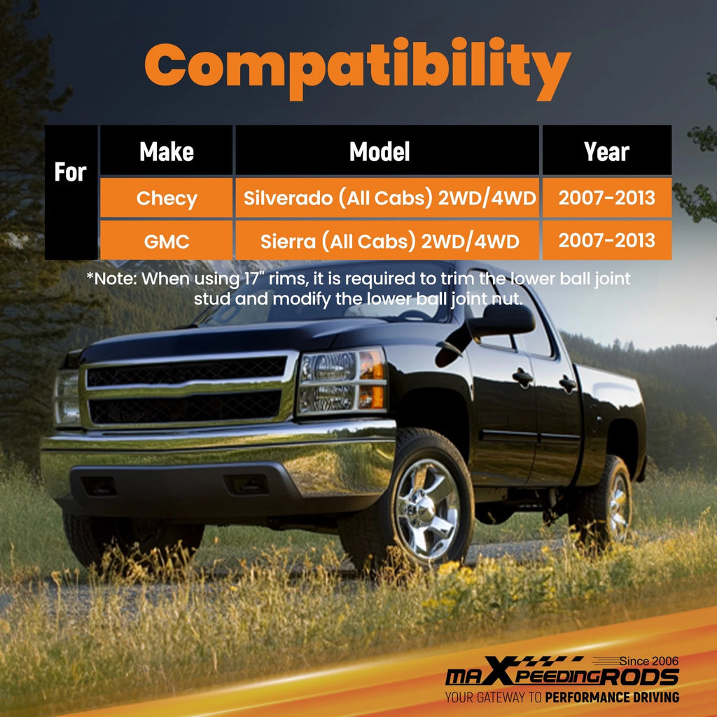 3" Front 5" Rear Lowering Shocks Springs for Chevy Silverado GMC Sierra (2007–2013)