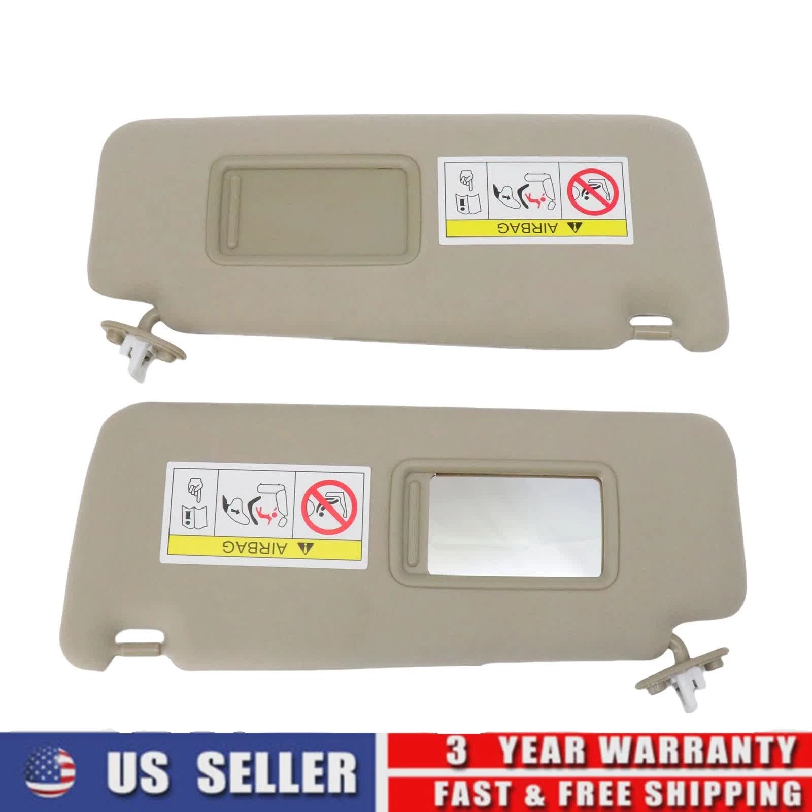 Set of 2 Beige Side Sun Visors w/ Mirror for Lexus GX460 (2010–2023)