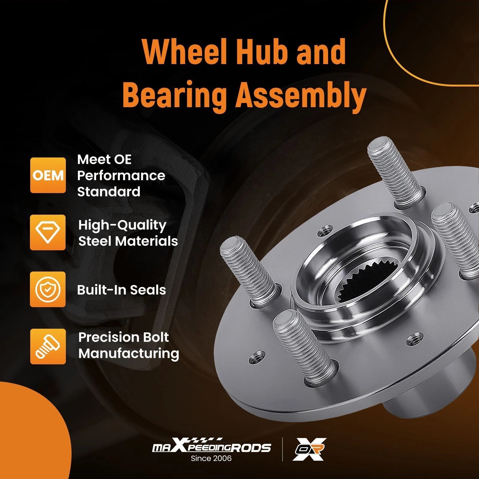 2pc Front Wheel Hub & Bearing for Honda Civic EX (1992) 510030 930456