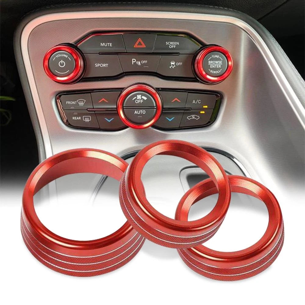 Red Alloy Air Conditioner Switch Button Trim Knob for Dodge Challenger (2015–2021)