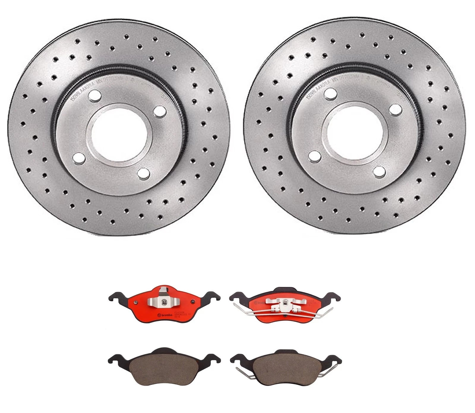 Front Brembo Brake Kit for Ford Focus (2000–2004) - Coated Disc Rotors, Ceramic Pads