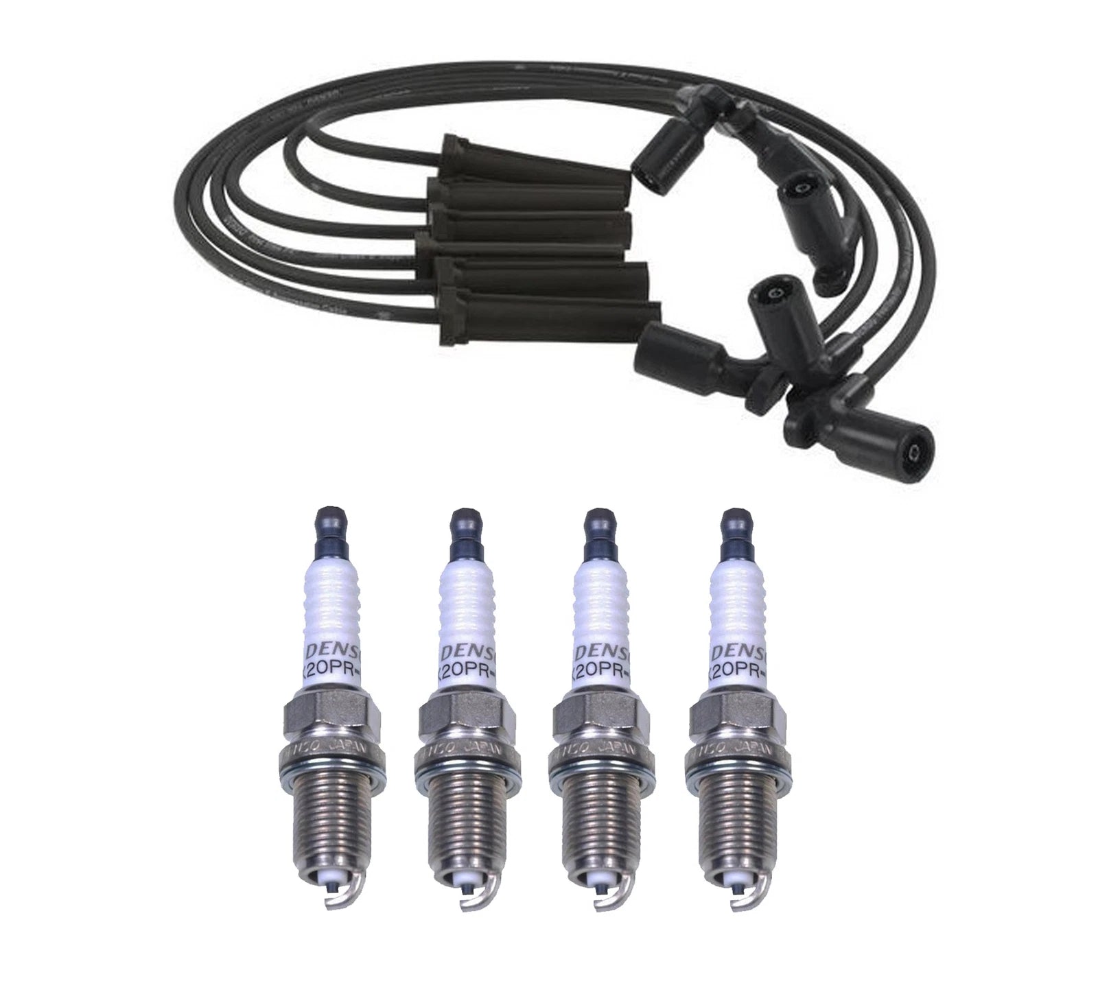 Denso 8mm Wire Set & 4 U-Groove Spark Plugs Kit for Mazda Tribute (2001–2008)