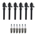 Set of 6 Ignition Coils & U-Groove Spark Plugs for Mazda 6 (2003)
