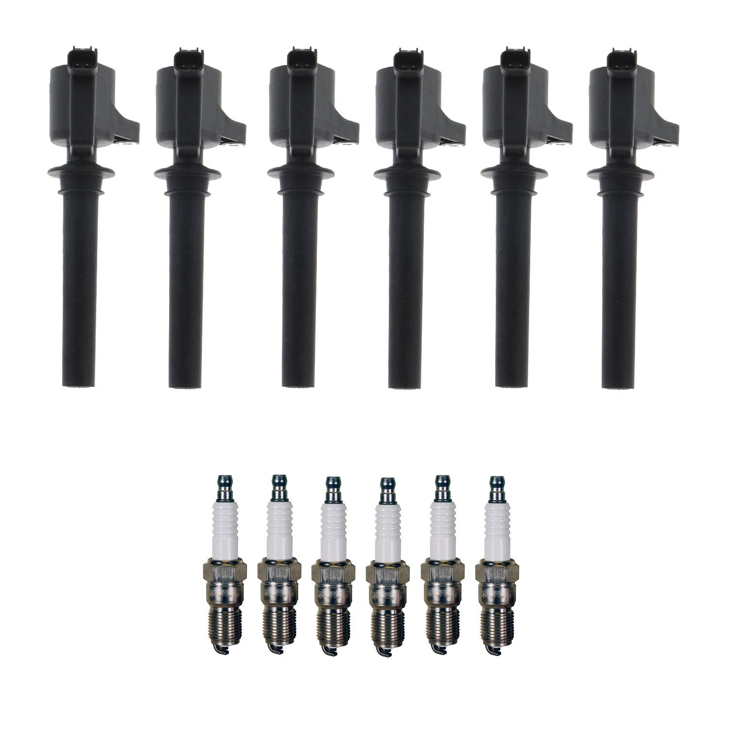 Set of 6 Ignition Coils & U-Groove Spark Plugs for Mazda 6 (2003)