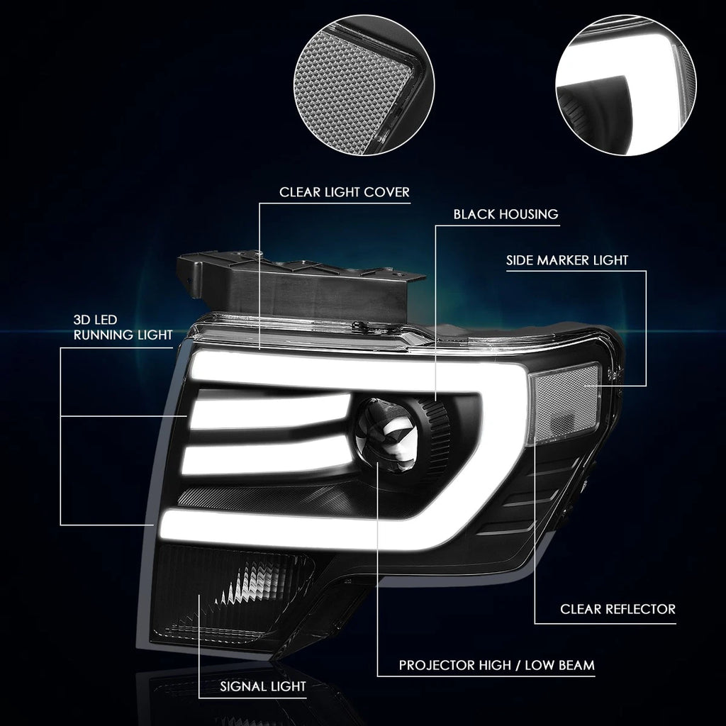 Projector Headlight with LED DRL for Ford F150 (2009–2014)