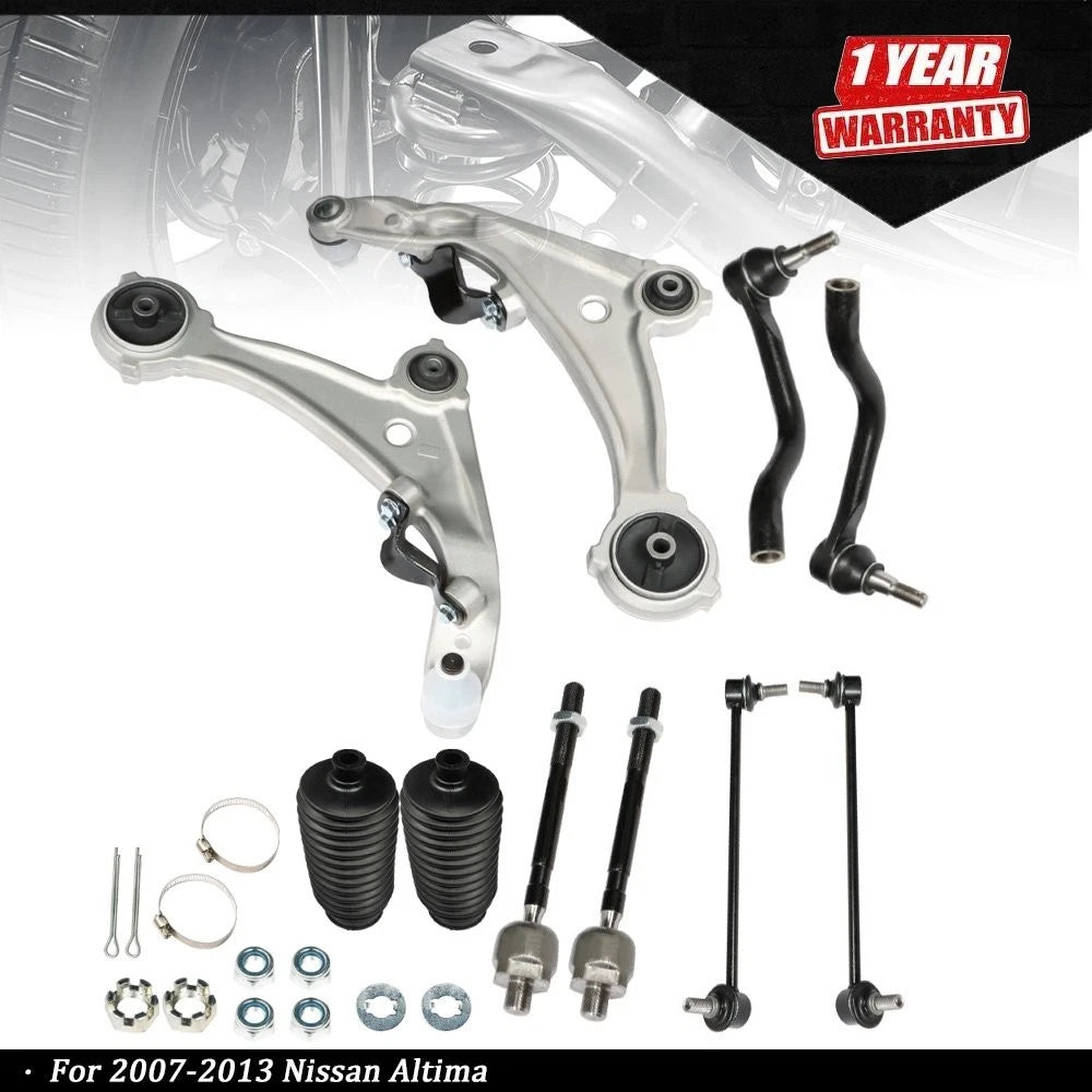 10Pc Suspension Control Arms Tie Rod Sway Bar Kit for Nissan Altima (2007â2012)