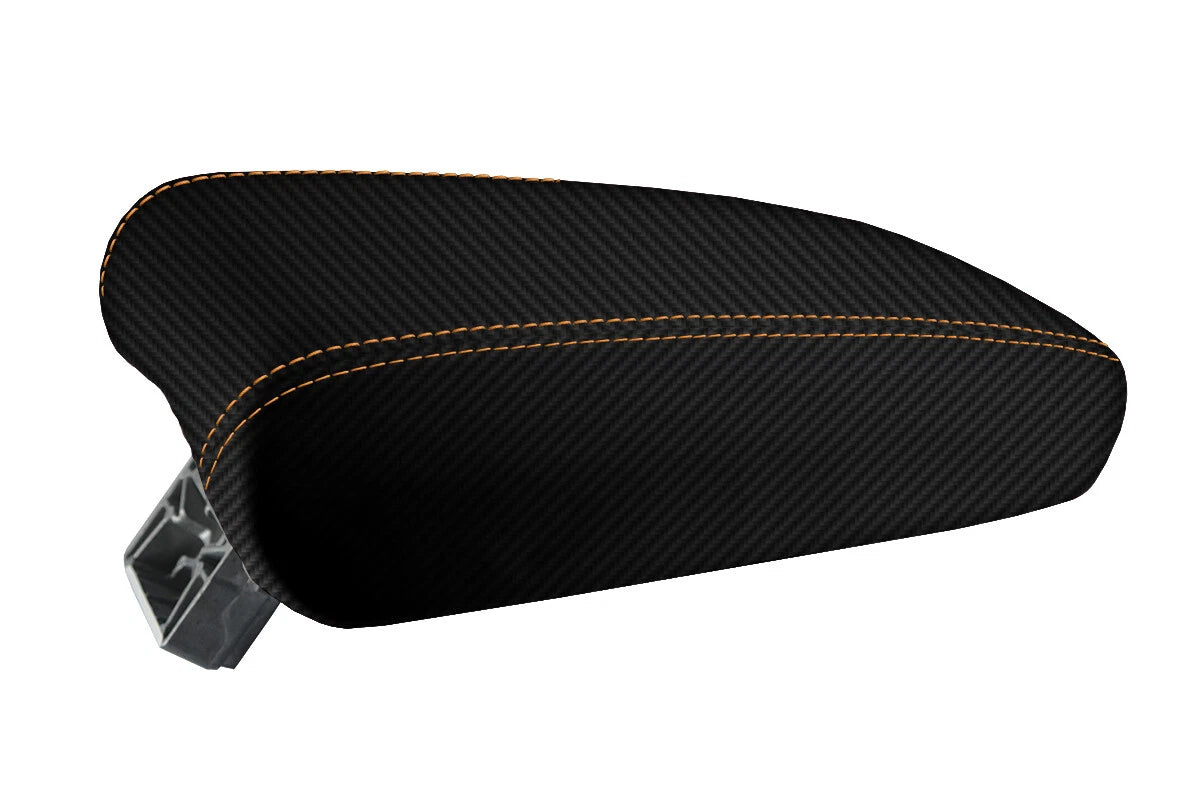 Console Lid Armrest Cover for Audi A6 (2012–2018) Carbon Fiber Orange Stitch