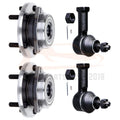 Set of 2 Front Wheel Hubs and Bearings + 2 Outer Tie Rod Ends for Chrysler