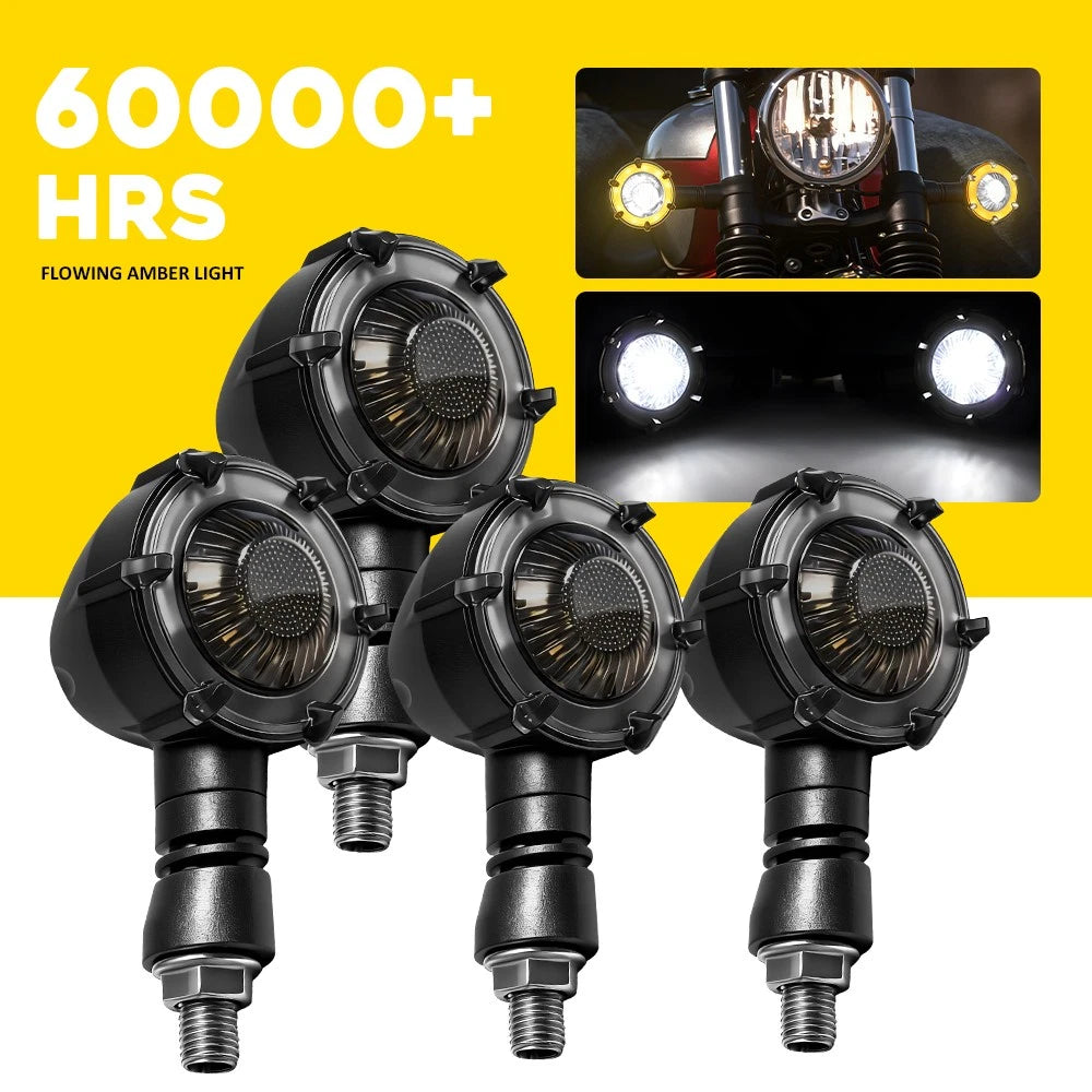 4X Turn Signal Indicator Lights for Motorcycle (Smoked Amber White)