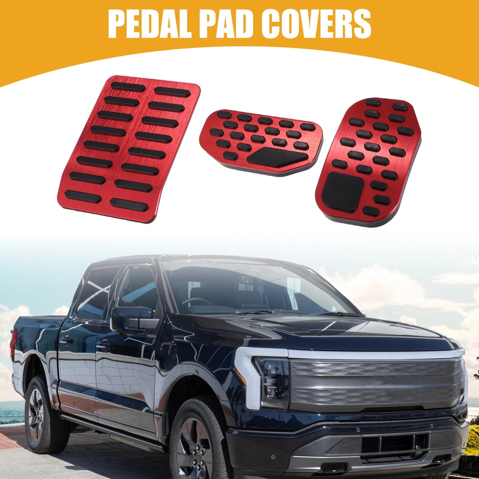 Set of 2 Brake Gas Accelerator Pedal Pads for Ford F-150 (2021–2023) 724117978495