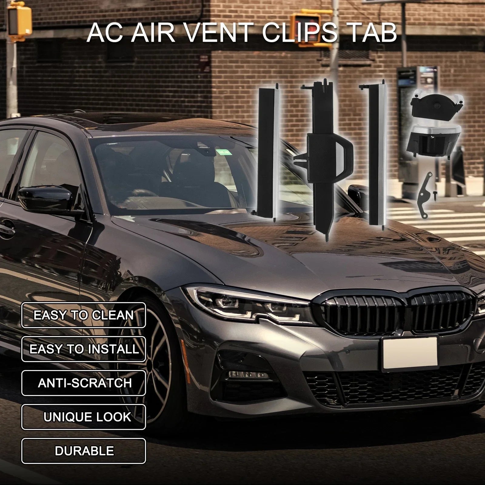 AC Air Vent Clips Tab for BMW 3 Series G20/G21/G22 Black Silver Left