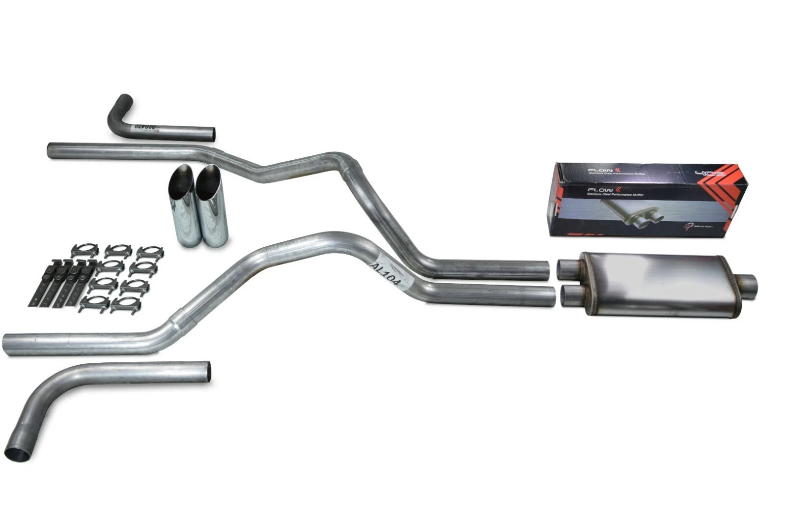 2.5" Dual Exhaust Kit for Ford F150 (2015–2020) - Flow II Muffler, Slash Tips
