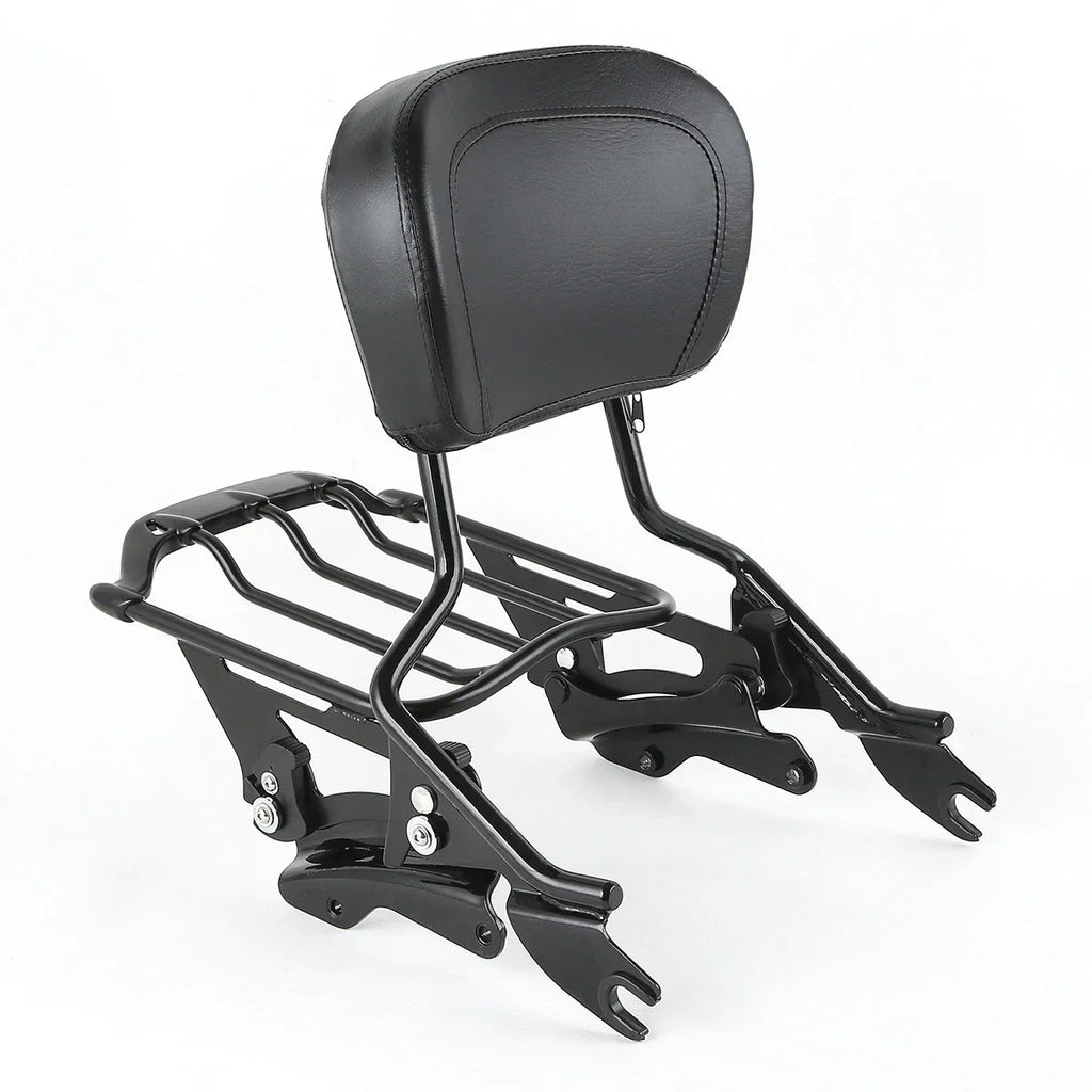 Black Sissy Bar Backrest Luggage Rack for Harley Touring (2014-2025)
