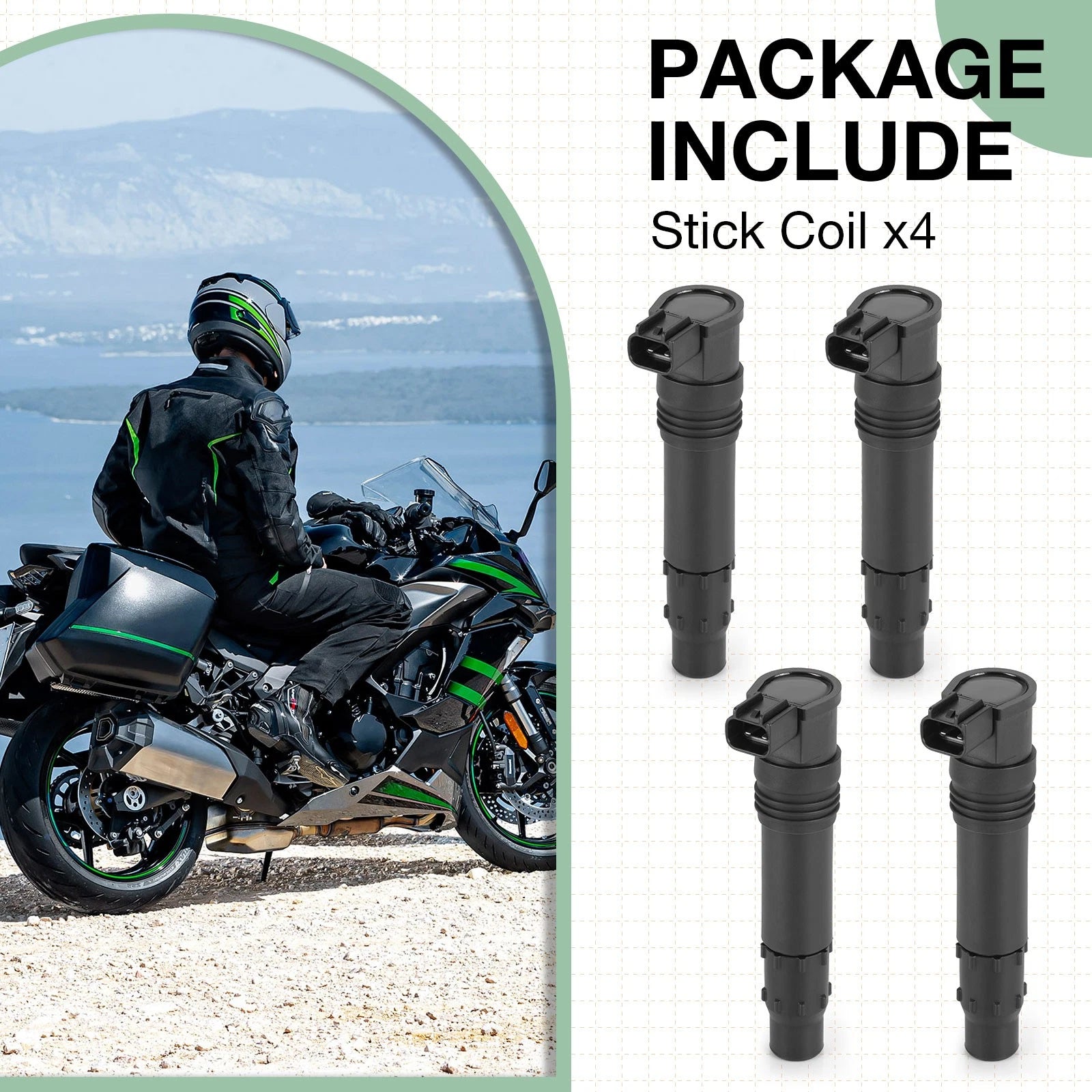 4X Ignition Coils for Kawasaki Ninja ZX-9R ZX900 (1998–2003)