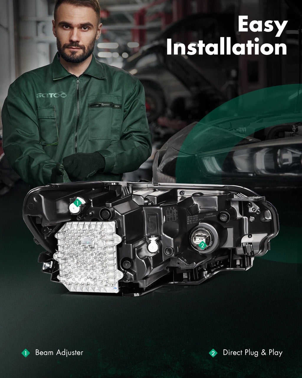 Full LED Headlight for Jeep Cherokee (2019–2023) - Right Passenger Side