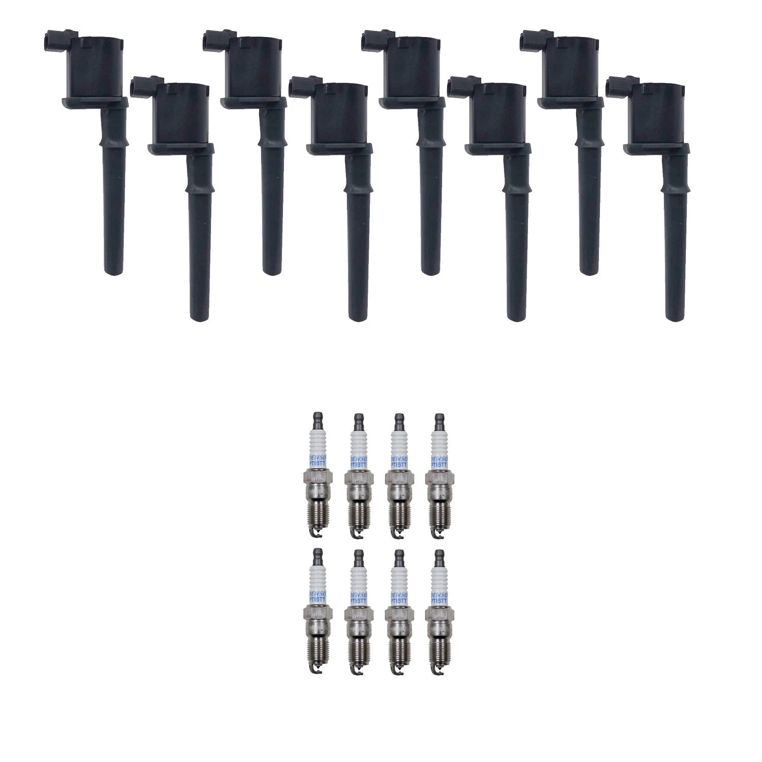 Set of 8 Ignition Coils & Denso Platinum Spark Plugs for Aviator Mustang (2003–2005)