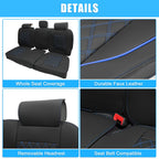 Set of 3 Rear Seat Covers for Dodge Ram  - Black Blue