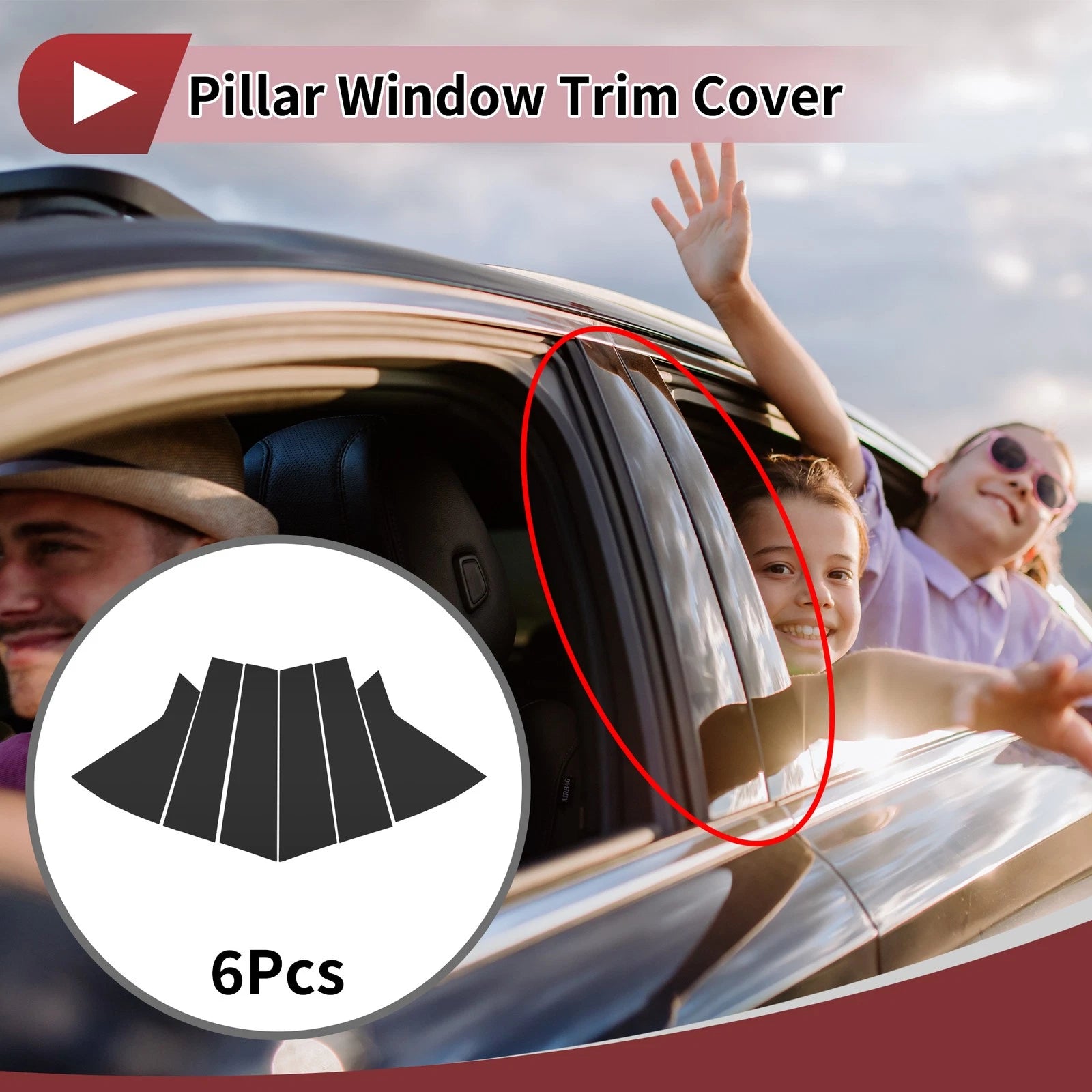 Set of 6 Door Pillar Window Trim for KIA EV6 GT (2021–2024) Black