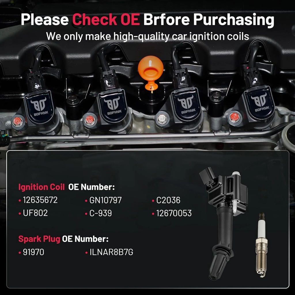 Set of 4 Ignition Coils & Spark Plugs for GMC Terrain (2018–2020) UF802