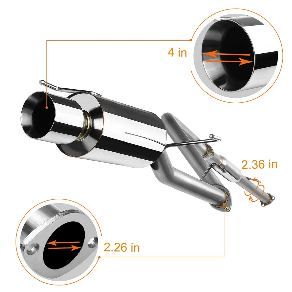 4" Rolled Tip Muffler Catback Exhaust for Honda Prelude BB1/BB2 BA8 (1992–1996)