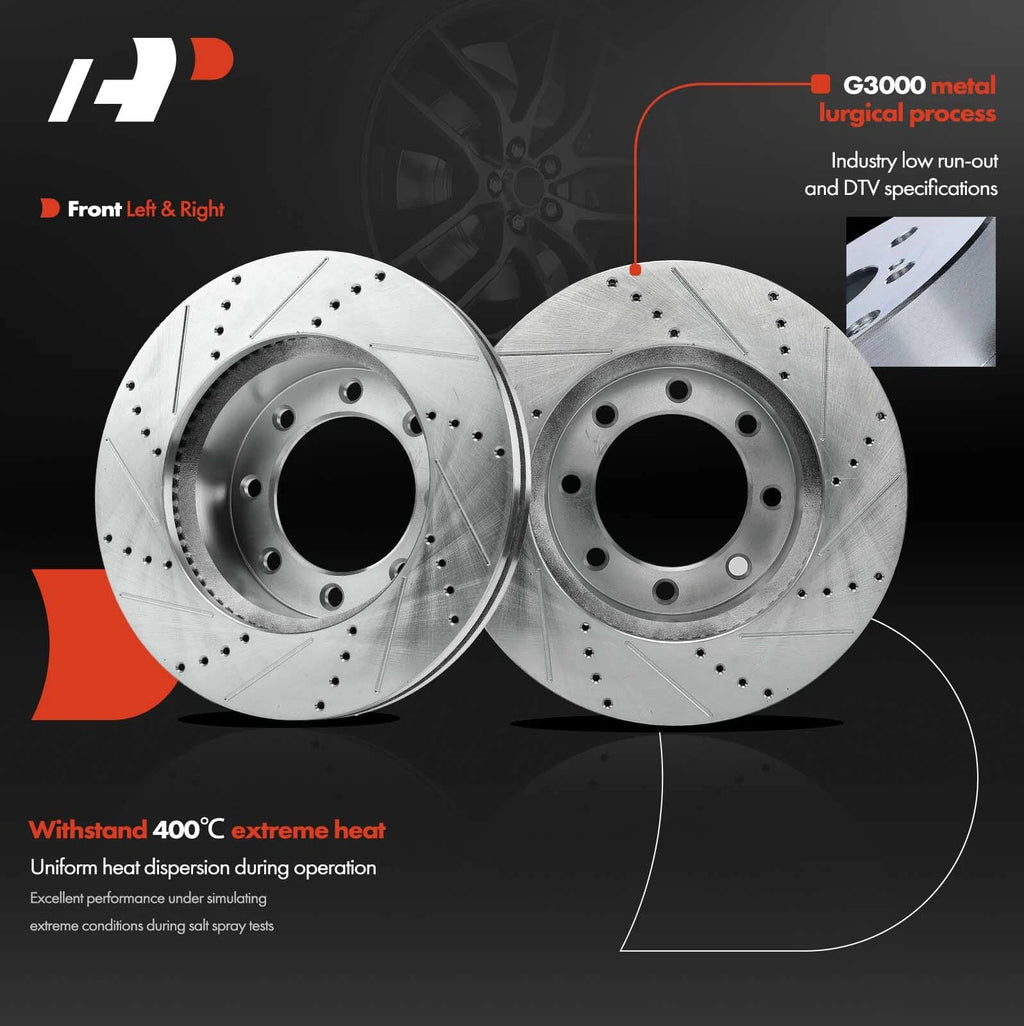 Front Side Drilled Brake Rotors for Ford F-250/F-350/F-450 Super Duty (2000–2023)